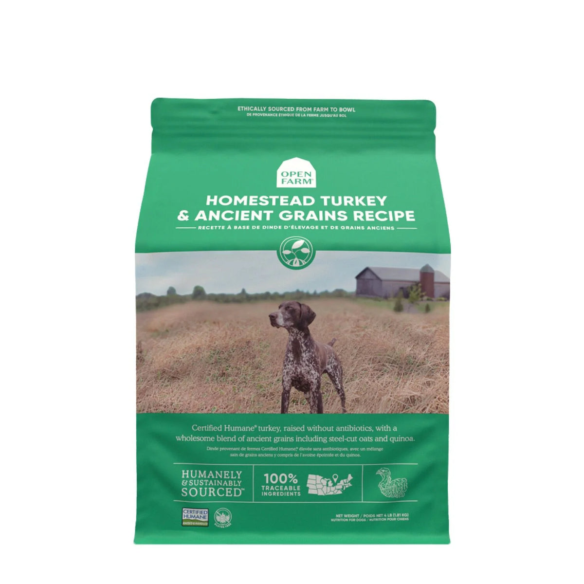 Nourriture Open Farm - Dinde anciens grains 4 lbs