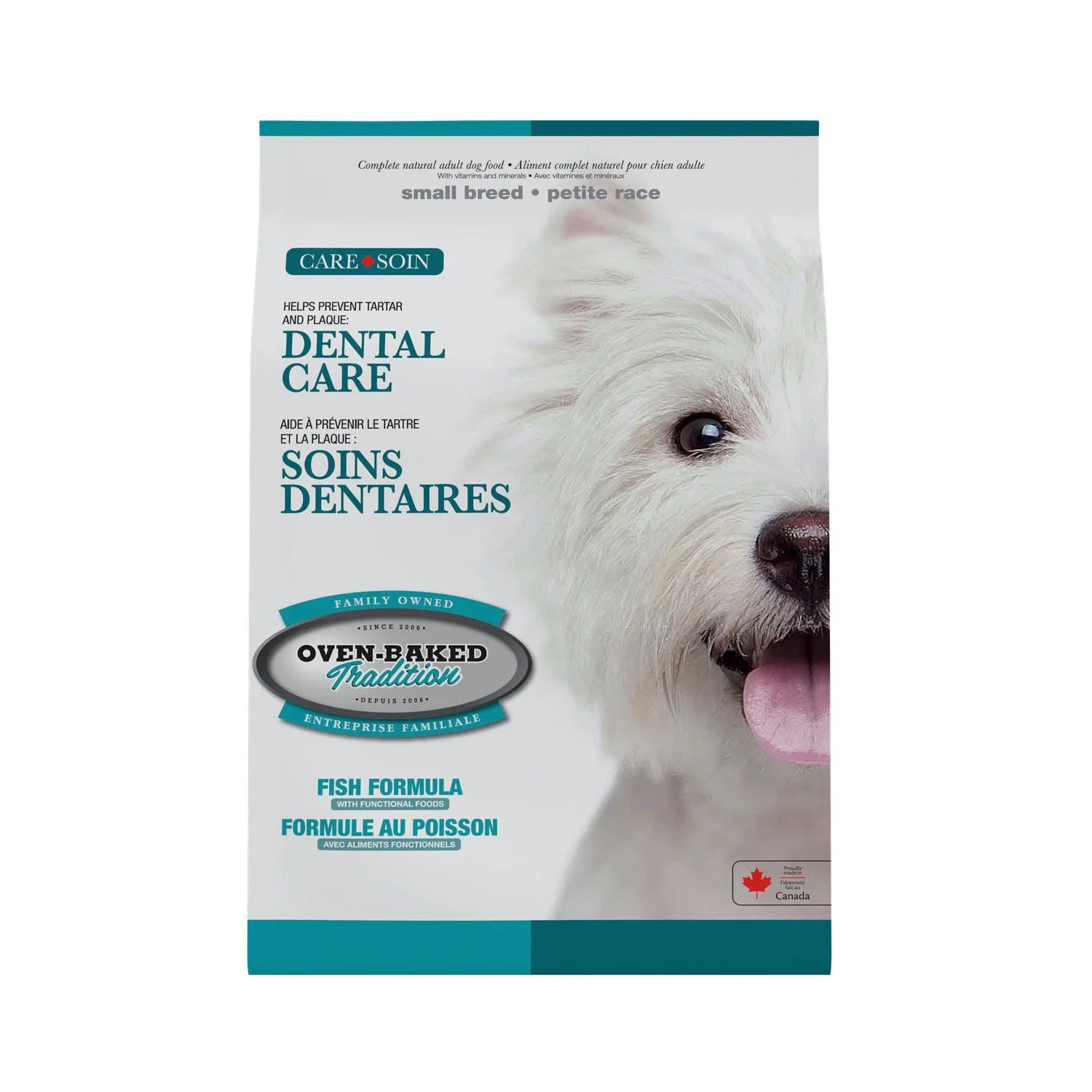 Nourriture recette avec grains au poisson soins dentaires pour chiens de petites races 4 lb - Oven Baked Tradition