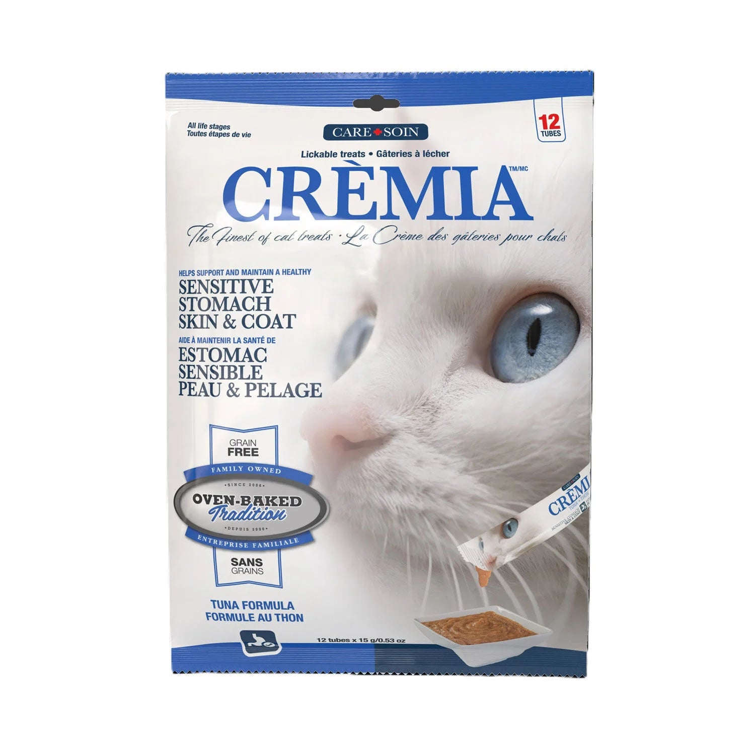 Purée Crèmia formule peau et estomac au thon pour chats (12) - Oven Baked