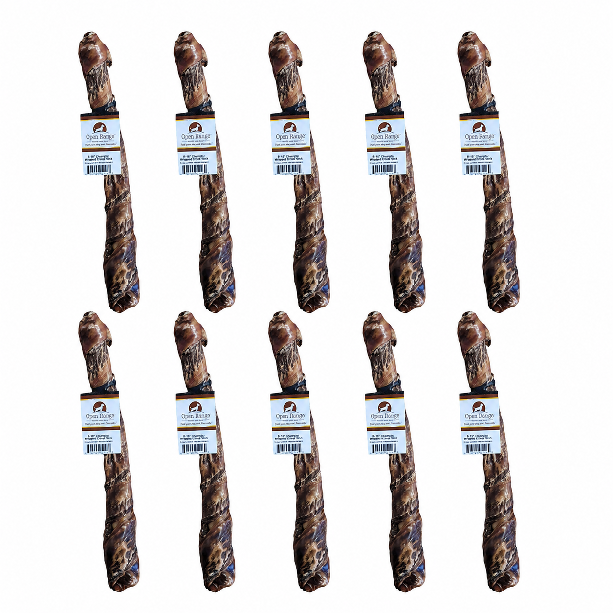 Paquet économique de joue de boeuf enrobée d'oesophage 8-10'' (10) - Open Range