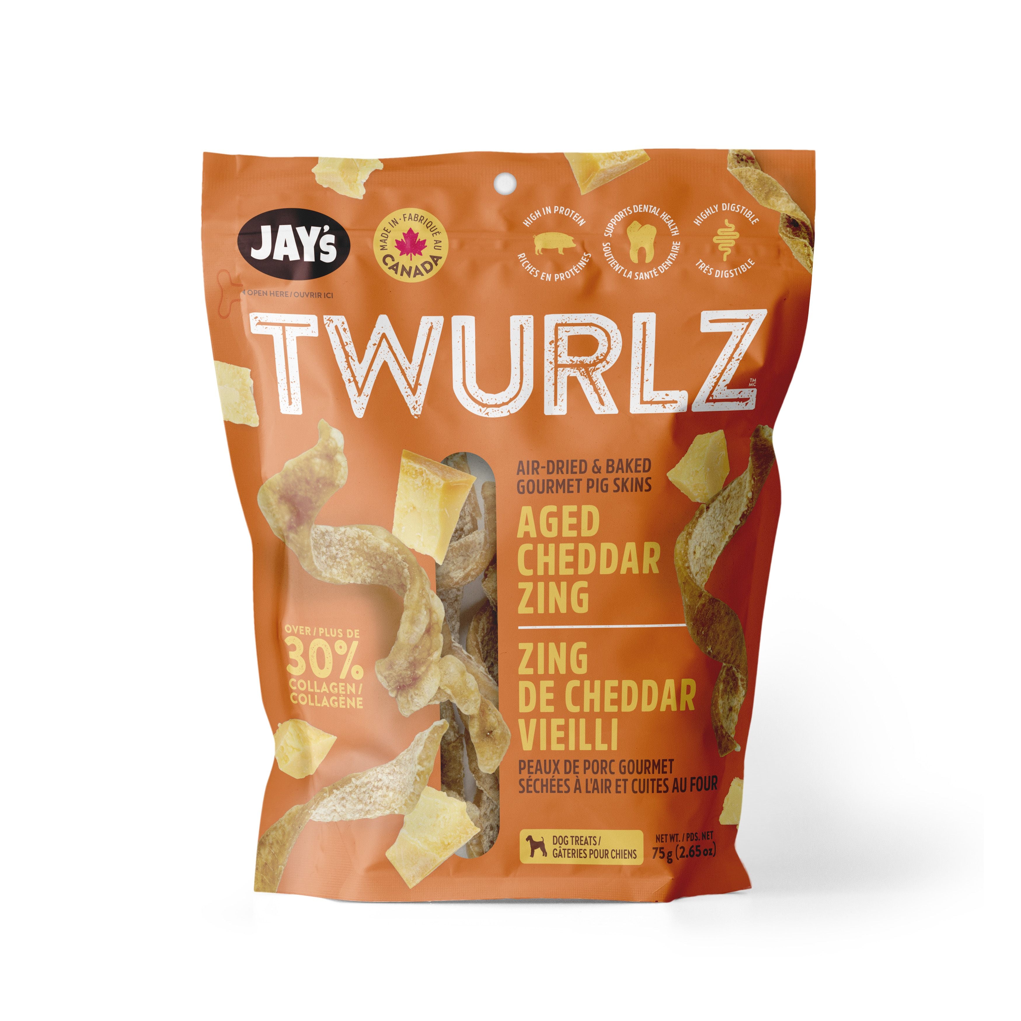 Peaux de porc séchées à l'air au cheddar vieilli - Jay's