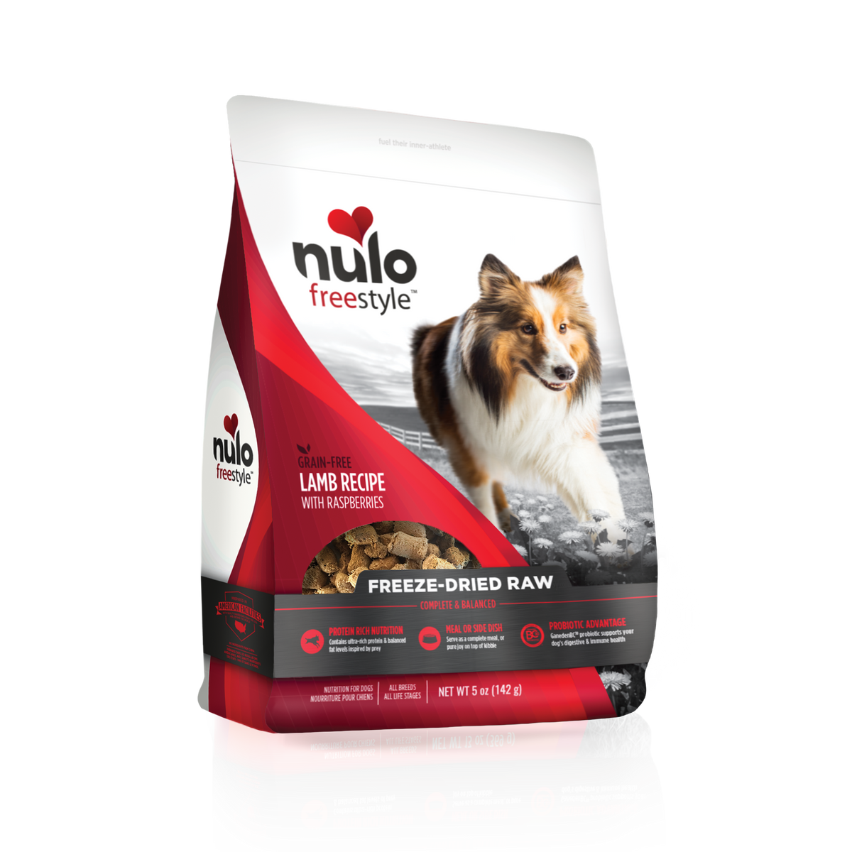 Nourriture lyophilisée agneau et framboises - Nulo
