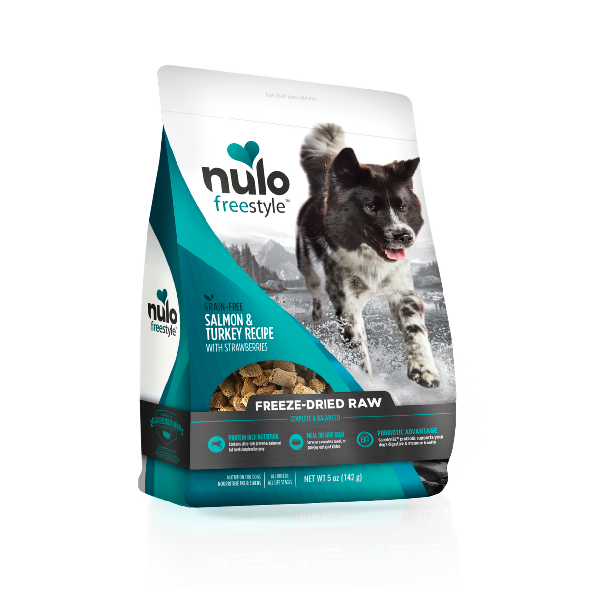 Nourriture lyophilisée saumon, dinde et fraises - Nulo