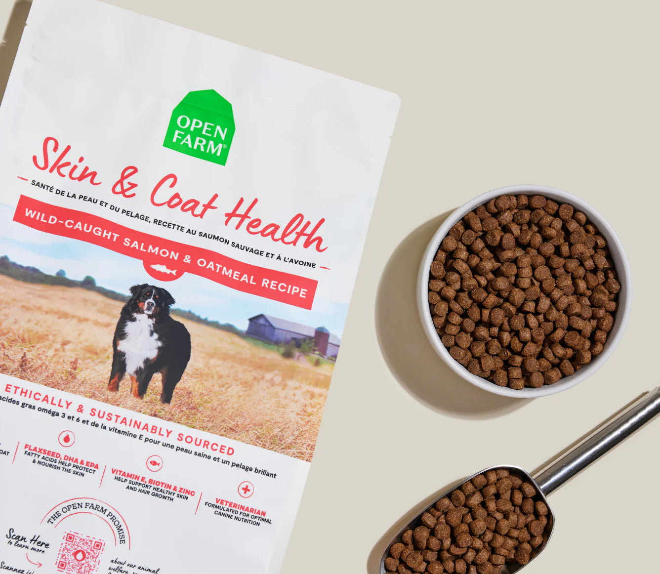 Nourriture pour chien Santé de la Peau et du Pelage Open Farm 22 lbs - Saumon Sauvage