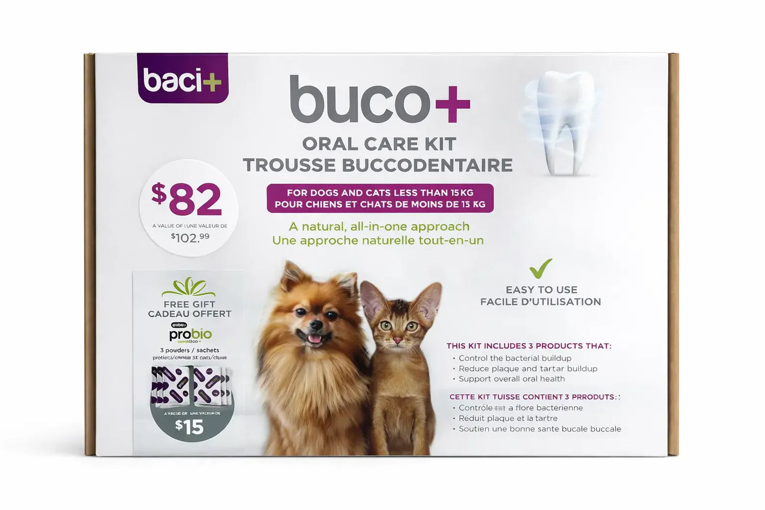 Trousse buccodentaire pour chiens et chats de moins de 15 kg - Buco +