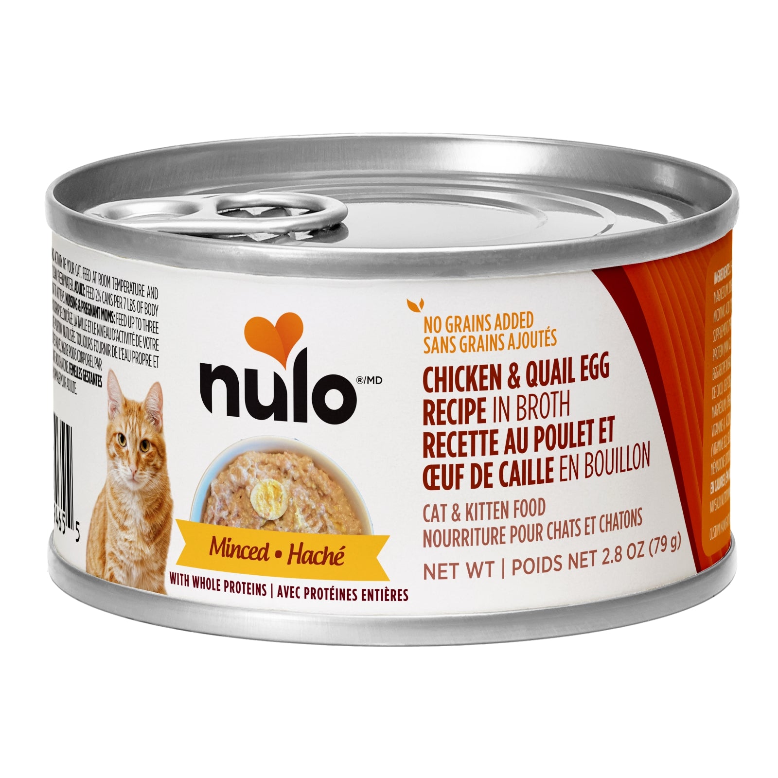 Haché de poulet et œuf de caille en bouillon pour chats - Nulo