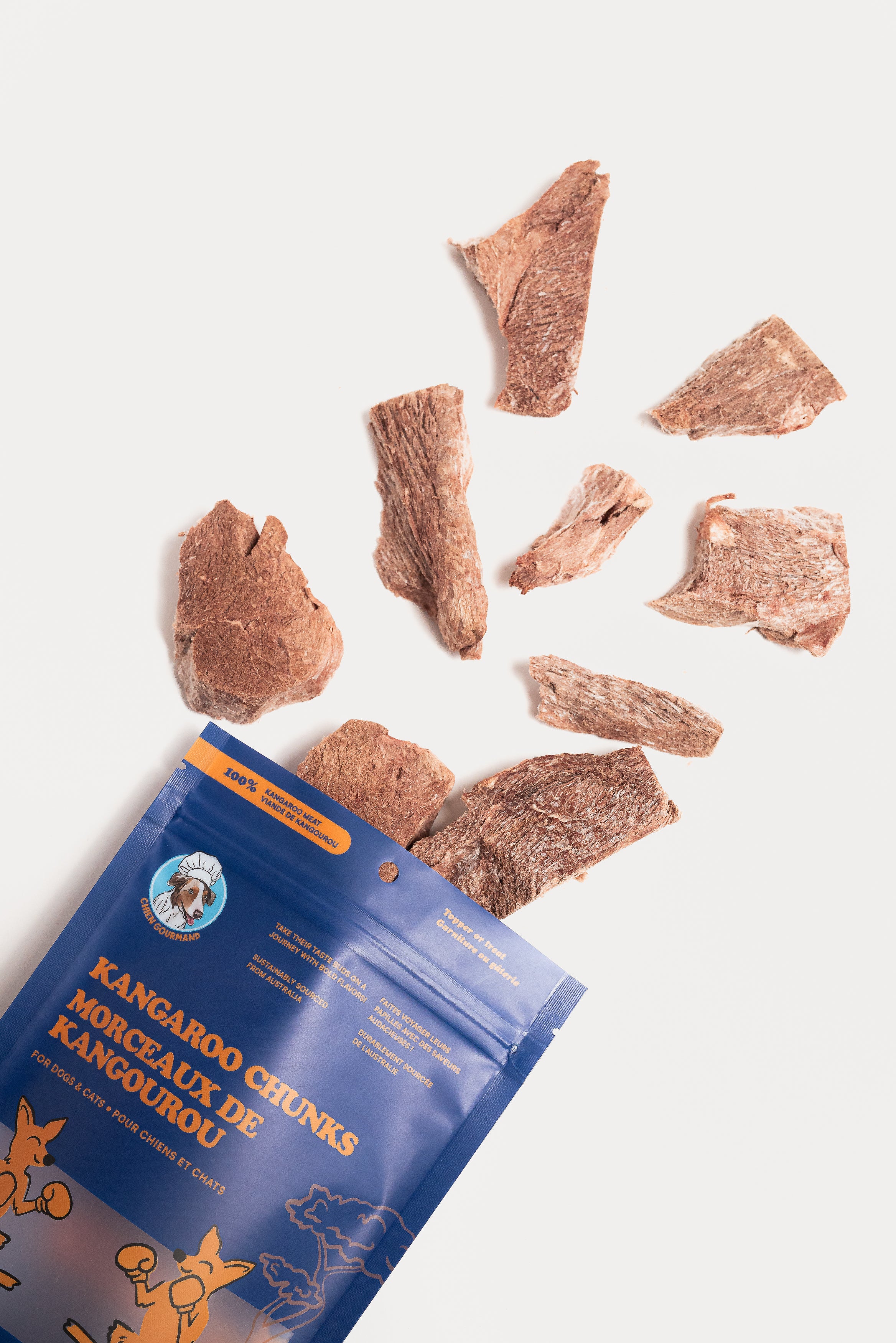 Morceaux de kangourou lyophilisés - Chien Gourmand