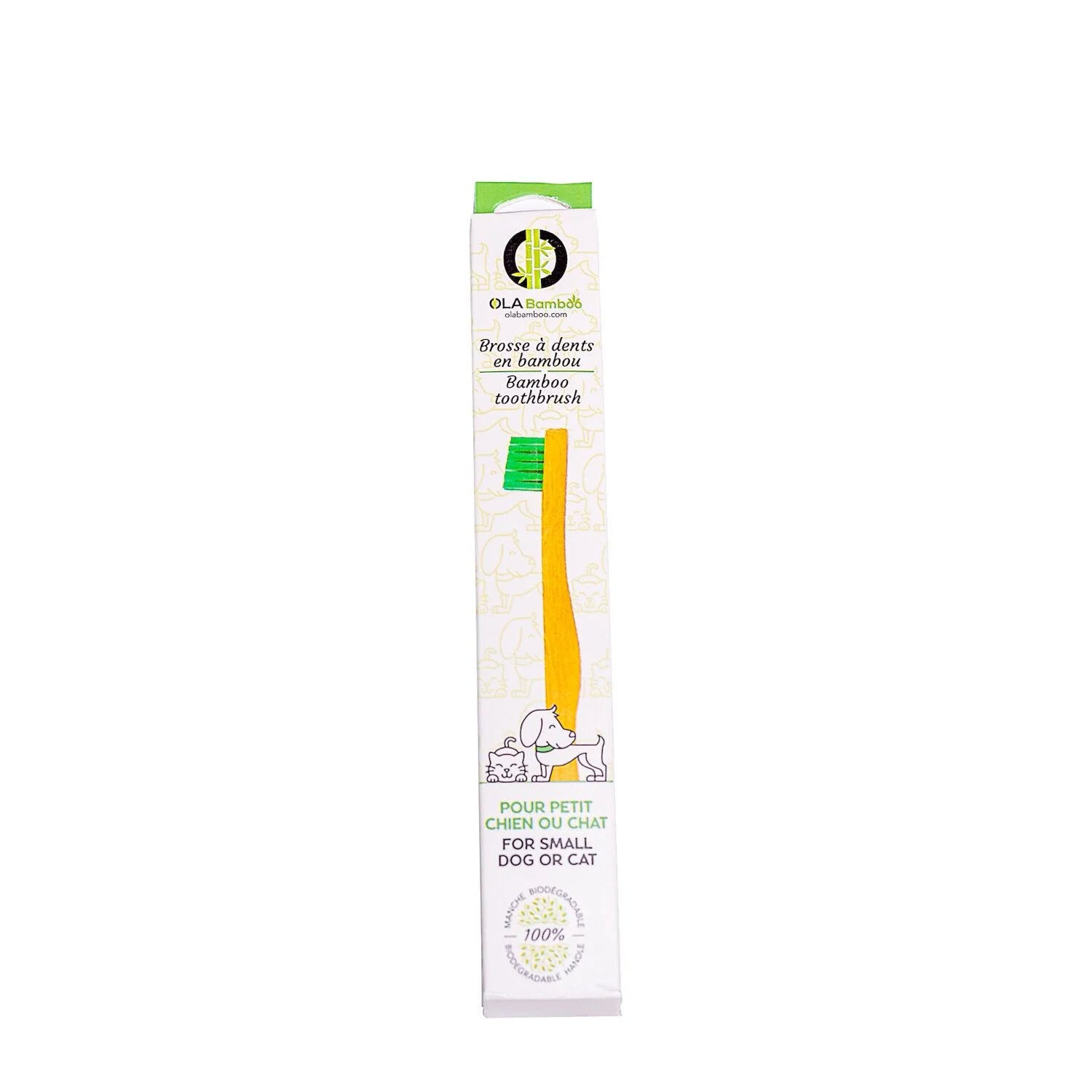 Brosse à dents en bambou pour petit chien ou chat