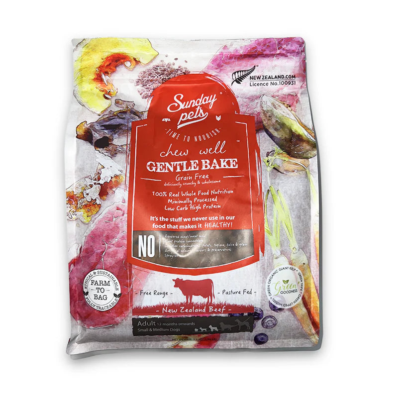 Nourriture pour chien au bœuf et tripes, sans grains, cuite doucement au four 1.3 kg - Sunday Pets