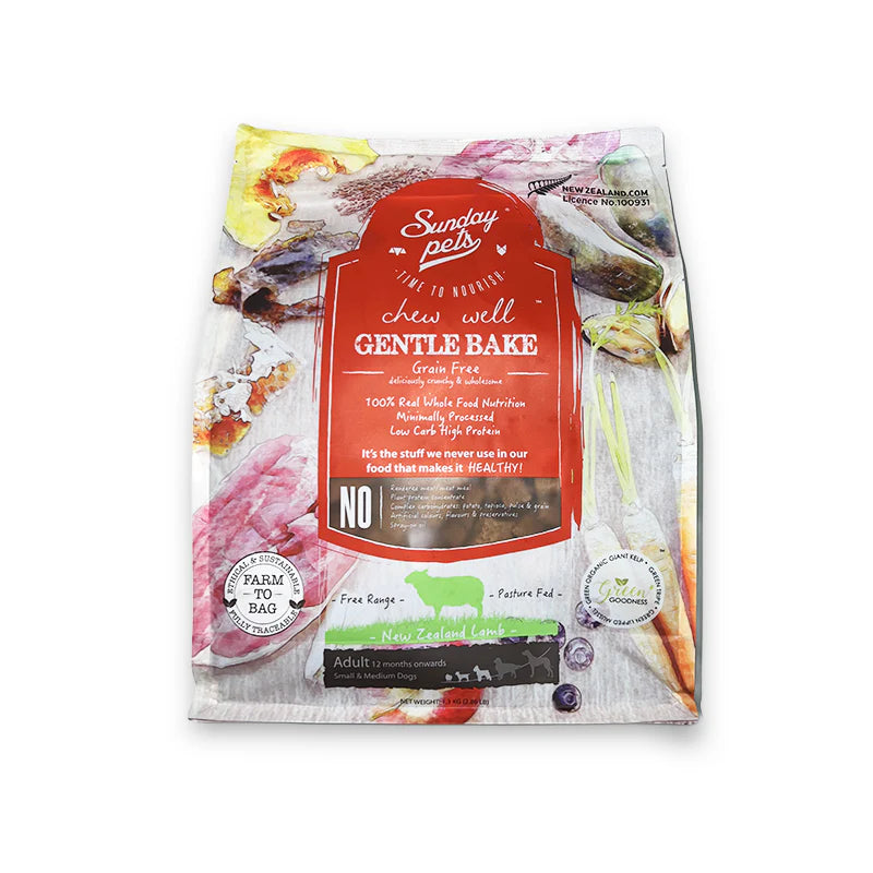 Nourriture pour chien à l'agneau et tripes, sans grains, cuite doucement au four 1.3 kg - Sunday Pets