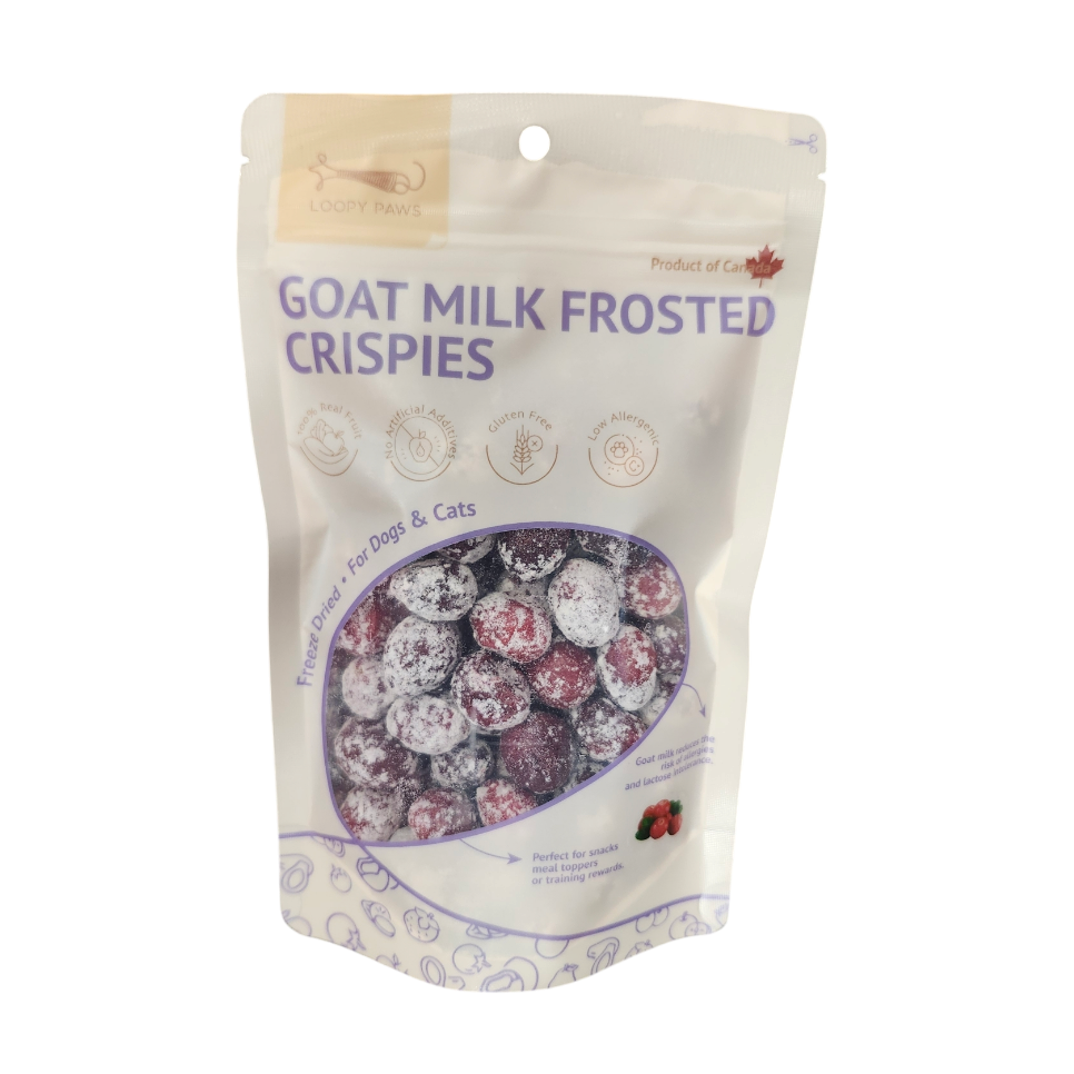 Canneberges lyophilisées enrobées de poudre de lait de chèvre - Loopy Paws