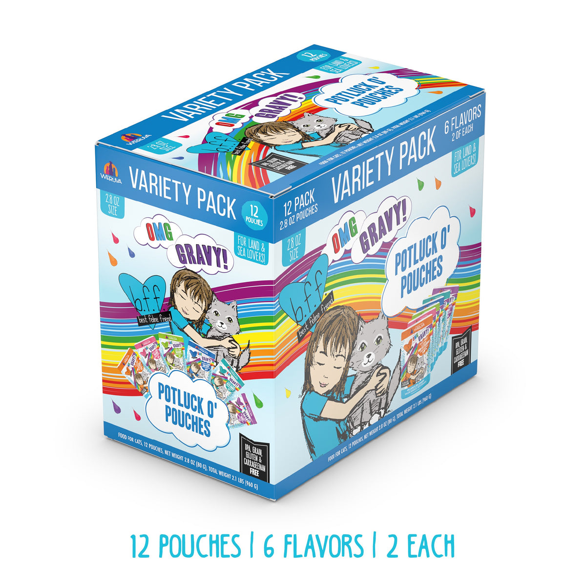 Paquet varié 6 saveurs pour chat  - Weruva Potluck O’ Pouches  (12)