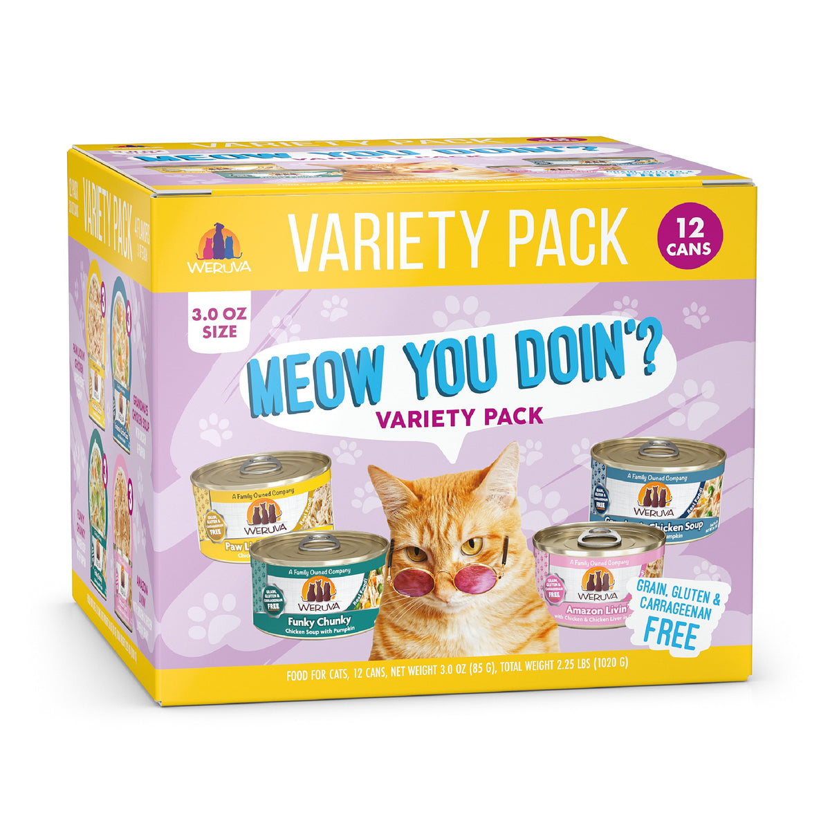 Paquet varié 4 saveurs pour chats – Weruva Meow You Doin’  (12)